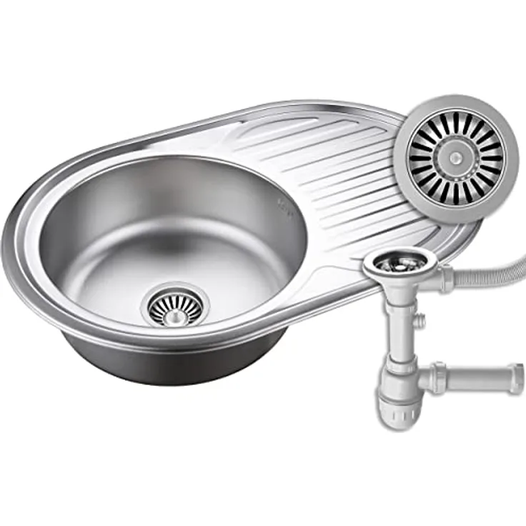 Quadron Einbeckenspüle TOM, Edelstahl Spüle 45 cm in Satin, Einzelbecken mit Abfluss, geeignet für Küchenunterschränke ab 45 cm, hygienisch und pflegeleicht