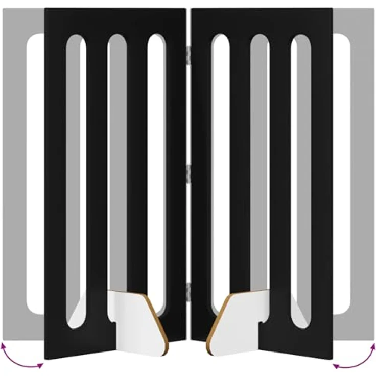 vidaXL Faltbarer Haustierzaun, 4-teilig, Schwarze Eiche, 201 x 38 x 90 cm, flexibles Faltpanel-Design, einfache Montage ohne Bohren – Bild 4