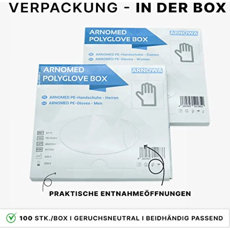 ARNOMED PE-Einmalhandschuhe, 100 Stück transparente, latexfreie Plastikhandschuhe für Lebensmittel, Haare färben und Haushaltshandschuhe – Bild 5