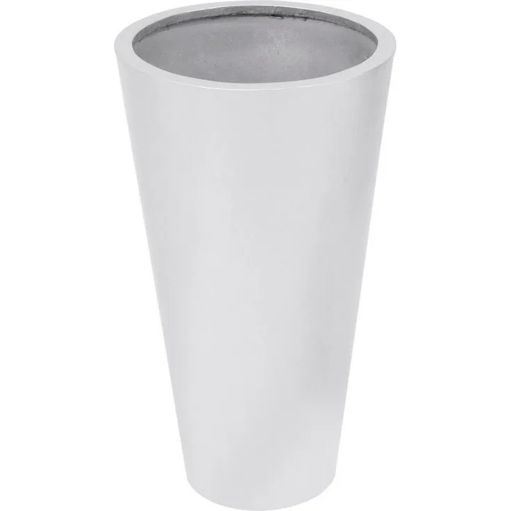 EUROPALMS LEICHTSIN ELEGANCE-69, Übertopf aus PE Polyethylen und Aluminium, silber, glänzend, Höhe 69 cm, Ø 39 cm, leicht und robust