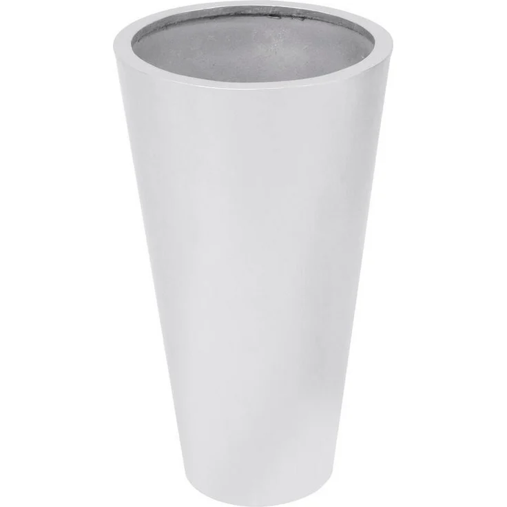 EUROPALMS LEICHTSIN ELEGANCE-69, Übertopf aus PE Polyethylen und Aluminium, silber, glänzend, Höhe 69 cm, Ø 39 cm, leicht und robust