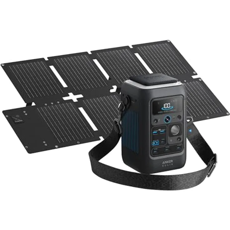 Anker SOLIX C300X DC Power Station mit PS60 Faltbare Solarpanel, effizienter Energievorrat