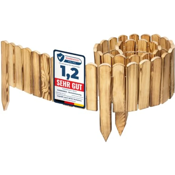 Garronda Rasenkante Beeteinfassung Holz Gebrannt 200x20 cm, flexible Beetumrandung mit einfacher Montage – Bild 1