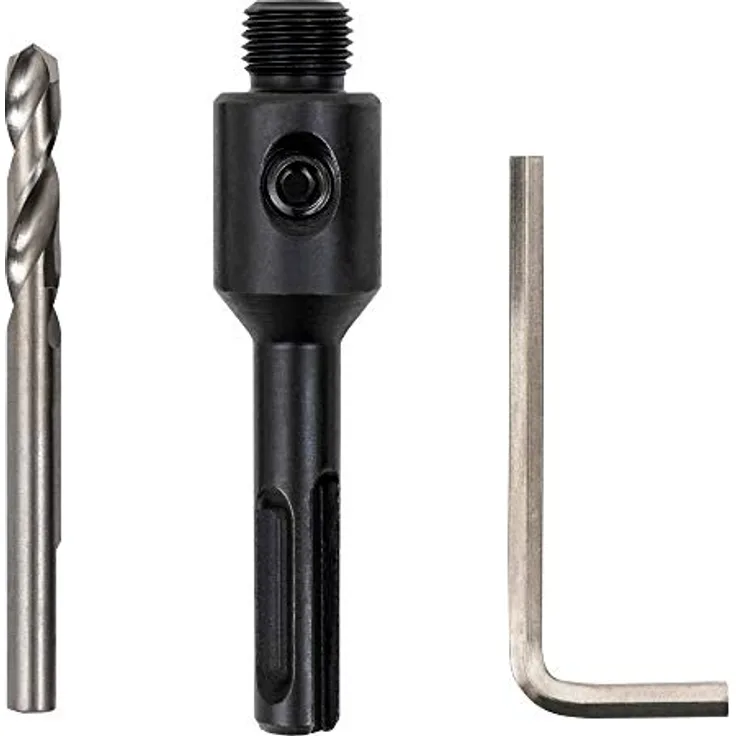 STIER SDS Plus Adapter 1/2" 20 UNF für Lochsägen 14-32 mm inkl. Inbusschlüssel, stabil und leicht, SDS Plus, HSS Zentrierbohrer, von STIER