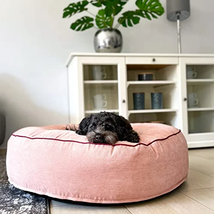 Mr. Cuddles Hundekissen Lilly | Rundes Hundebett mit Kord-Bezug | Waschbar | Größe M 80cm | Flauschiges Donutkissen Rosa – Bild 2