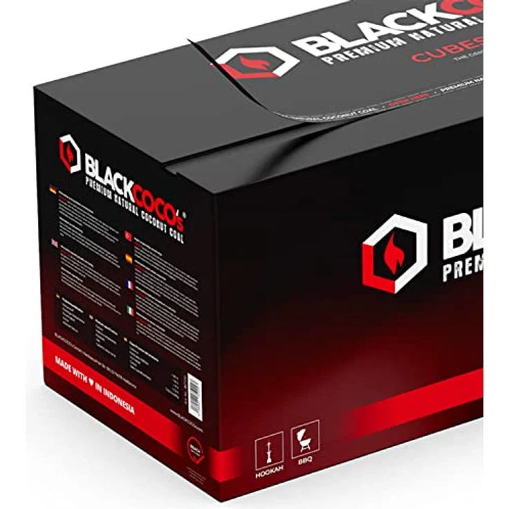 BLACKCOCO’s - 20 KG Premium Shisha Kohle Naturkohle Kokosnuss und BBQ - Hochwertige Kokos Coal Briketts für Wasserpfeife & Grill - Shisha Würfel Kohlen & Grillkohle mit Langer Brenndauer – Bild 4