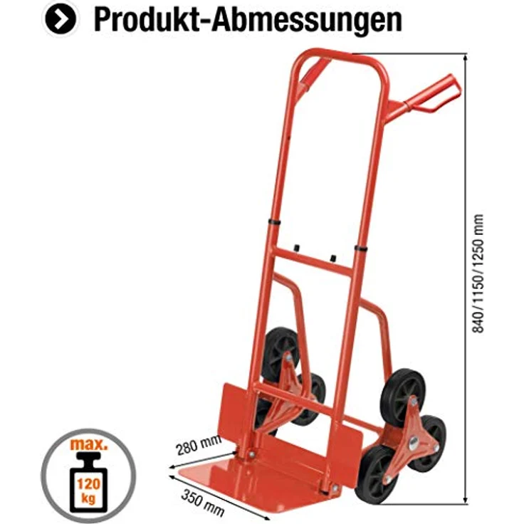 Meister Werkzeuge Stufen-Sackkarre, klappbar, Traglast max. 120 kg, Stahl – Bild 2