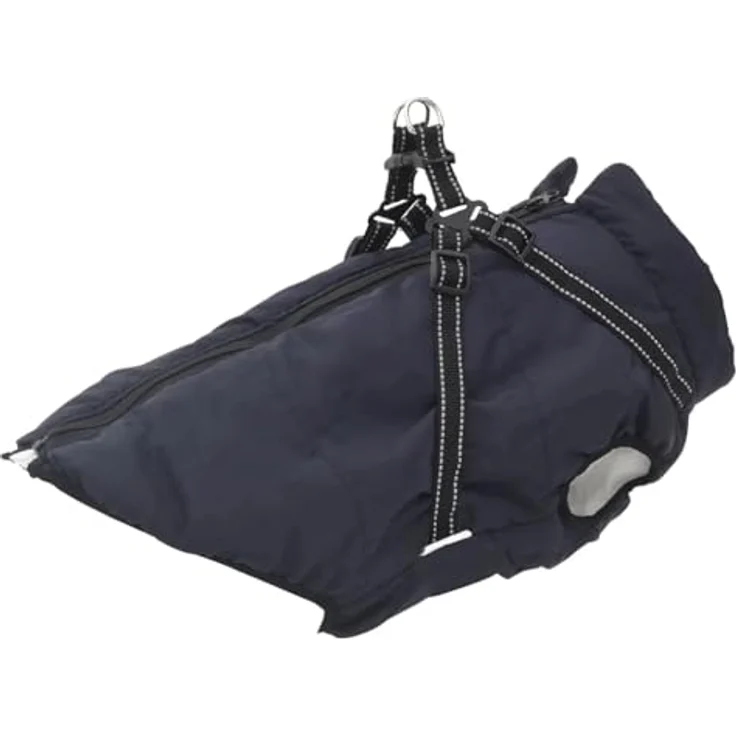 vidaXL Hundemantel Hundemantel mit Geschirr Wasserdicht Marineblau 4XL, Verstellbares Geschirr, Wasserdicht, Reflexstreifen, Design mit Reißverschluss – Bild 2