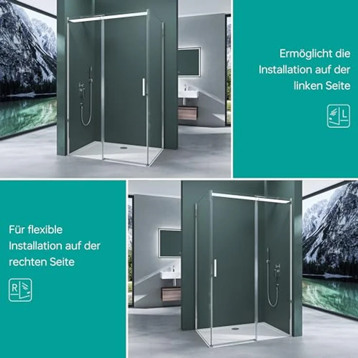 Mai & Mai Eckdusche Duschkabine Rav18 mit Schiebetür aus Sicherheitsglas 100x70 cm, Einscheibensicherheitsglas – Bild 9