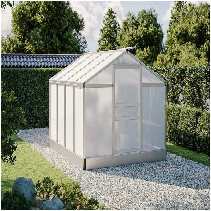 OUTFLEXX Gewächshaus, Premium Aluminium-Gewächshaus in elegantem Silber, 7,75 m² Volumen
