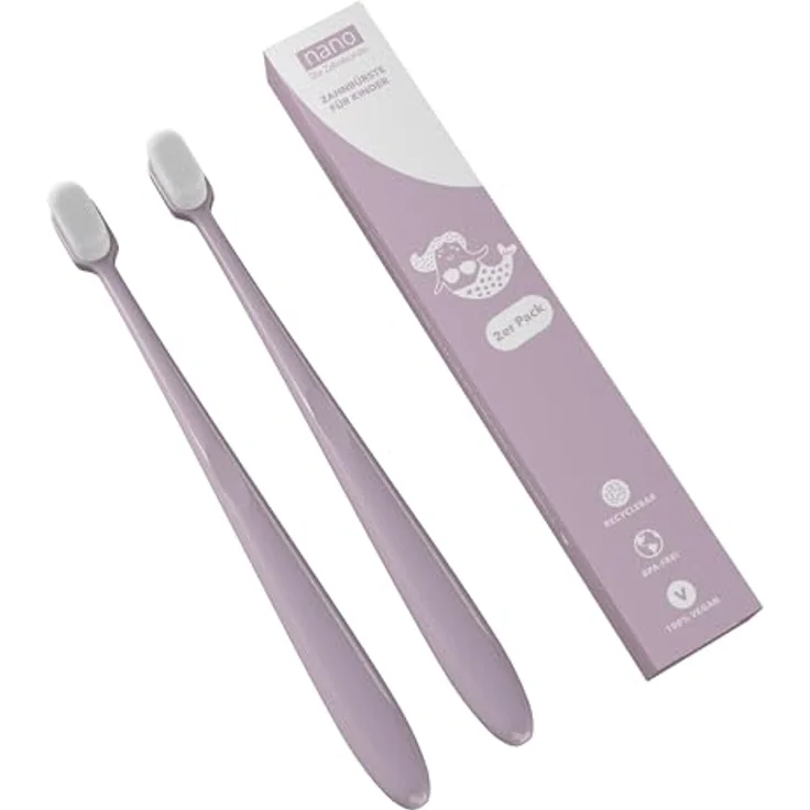 nano Die Zahnbürste. 2er-Pack | Kinder Zahnbürste | 18.000 Borsten | Weiche Zahnbürste | Extra weich | Baby Zahnbürste | Super soft | Sensitiv | Sanfte Zahnbürste | Altrosa - Preisvergleich – Bild 1