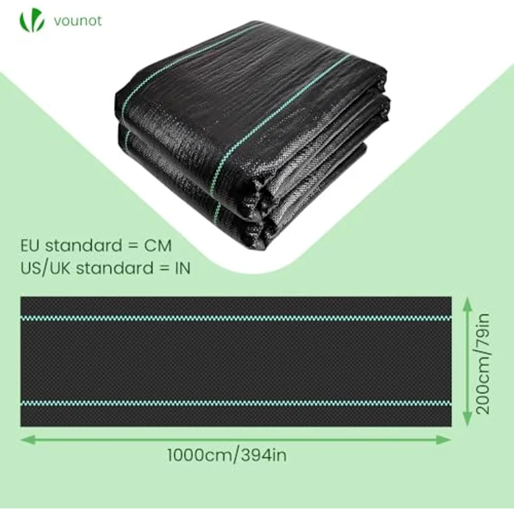 VOUNOT Anti-Unkrautgewebe 2mx10m, Unterbodengewebe Bändchengewebe - Vounot – Bild 3