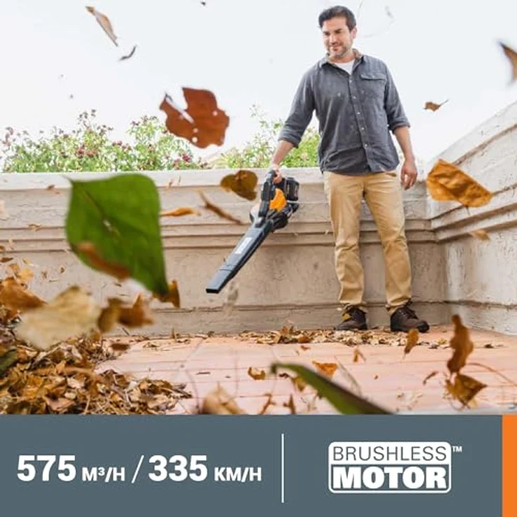 Worx PowerShare 20V Akku-Laubsauger & -Laubbläser WG583E, 575 m³/h Blasleistung, 335 km/h Blasgeschwindigkeit, inkl. 2 Akkus – Bild 3