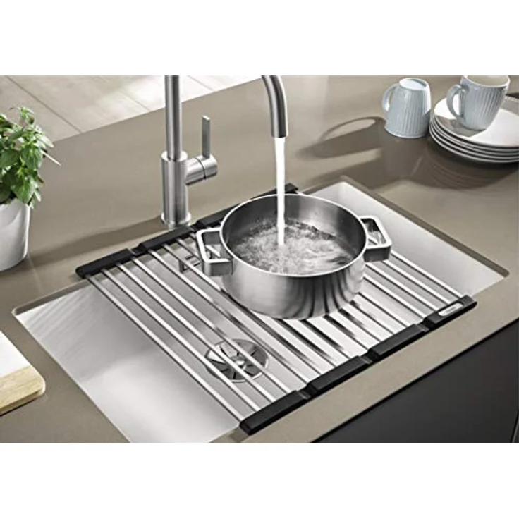 BLANCO Klappmatte | Edelstahl/Kunststoff | Als Abtropf für die Küchenspüle | Faltbare Matte für das Waschbecken in der Küche | Breite 440 mm – Bild 4