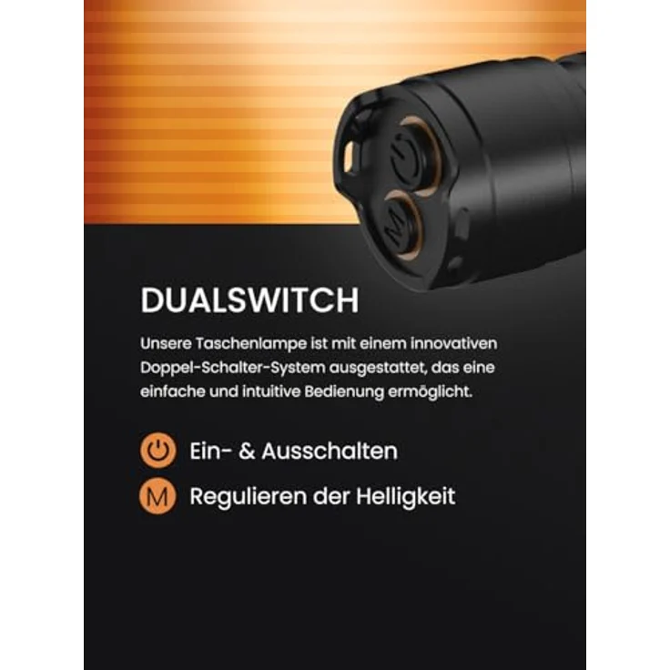 Duracell LED Taschenlampe DF2500R Pro, 2500 Lumen, fokussierbar, 200m Leuchtweite, USB-C wiederaufladbar, 21700 Li-Ion Akku, spritzwassergeschützt, inkl. Geschenkbox – Bild 5