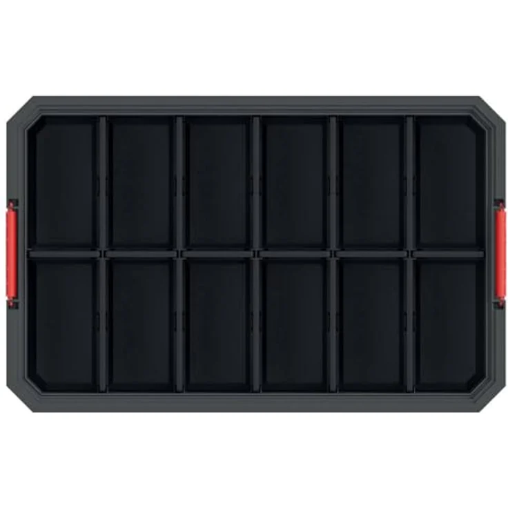 Kistenberg Modular Solution Transportkiste, stapelbare Werkzeugkiste mit Trennwänden, bis 50 kg belastbar, Kunststoff, schwarz, 520 x 327 x 125 mm – Bild 4