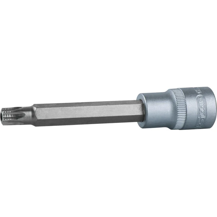 KS Tools Bohrer- und Bitset 1/2" Torx Bit-Stecknuss mit Stirnlochbohrung, lange Ausführung aus Chrom-Vanadium, matt satiniert – Bild 1