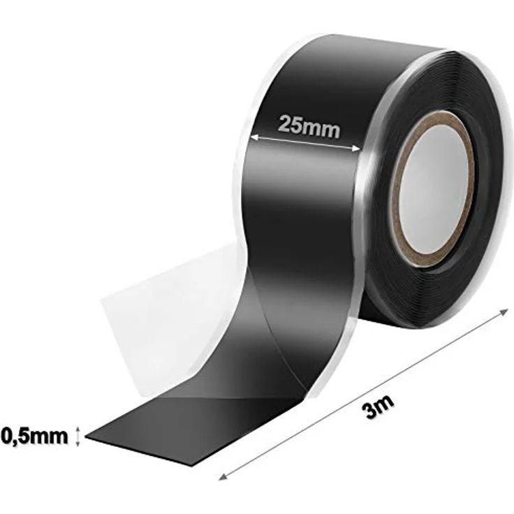 Poppstar selbstverschweißendes Silikonband, schwarz, 3m lang, 25mm breit, 1 Rolle (1008721) – Bild 2