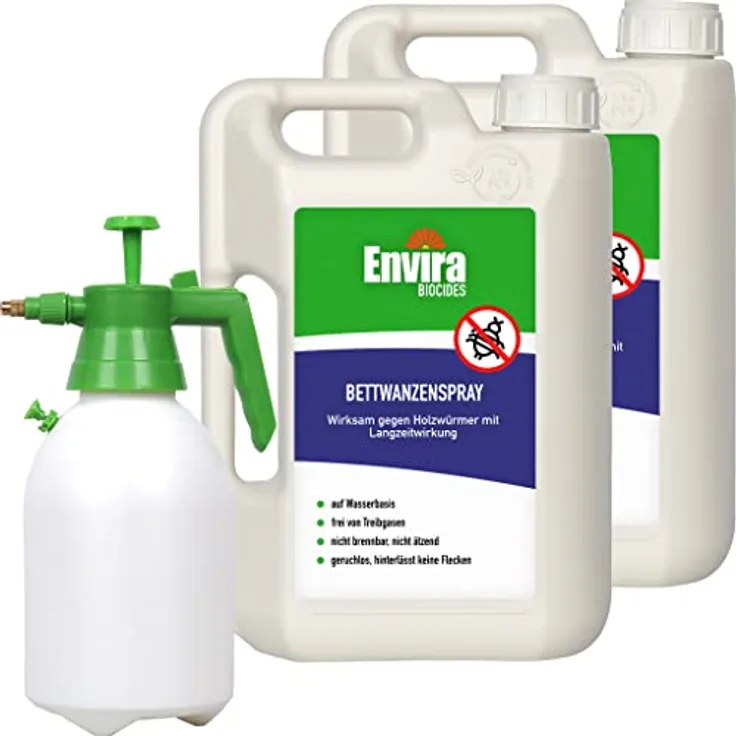 Envira Bettwanzen-Spray - Anti-Bettwanzen-Mittel Mit Langzeitwirkung - Geruchlos & Auf Wasserbasis - 2x 2 Liter + 2L Drucksprüher
