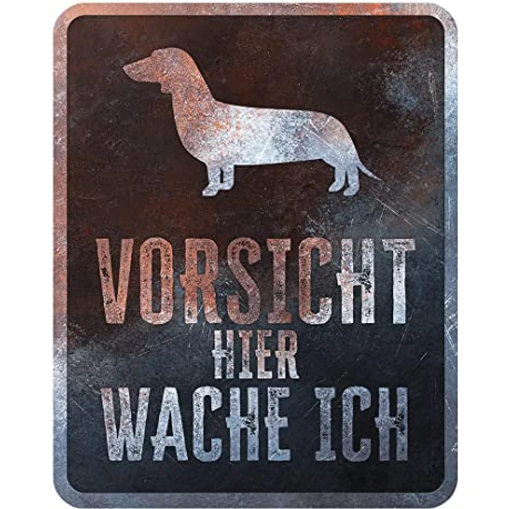 D&D Home Warnschild "Achtung an den Hund", rostbeständiges Metallschild mit lustigem Text, schwarzer Hintergrund, 25 x 20 x 0,3 cm, deutsche Version – Bild 1