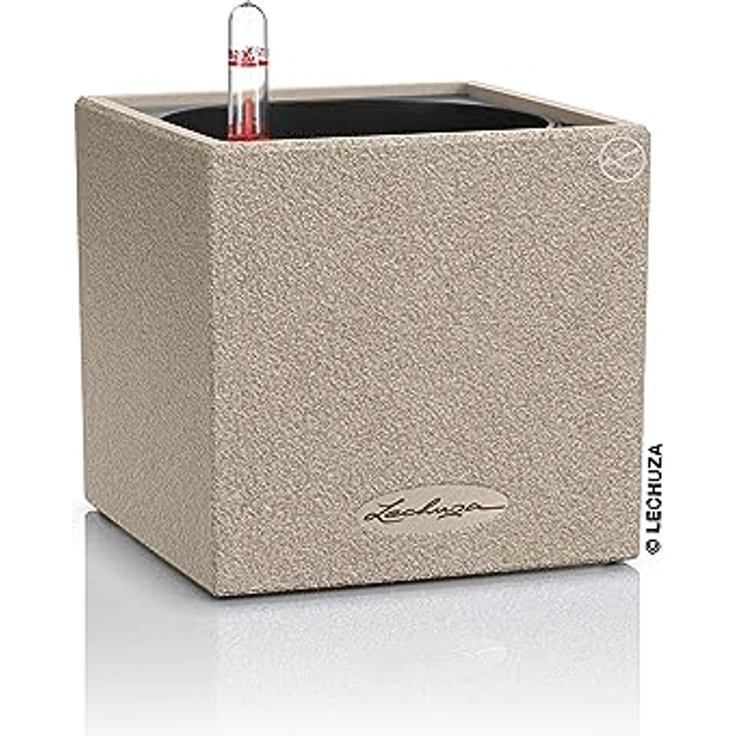 LECHUZA CANTO Stone 14 hochwertiger Kräuterwürfel mit Stick-Bewässerungssystem, sandbeige – Bild 2