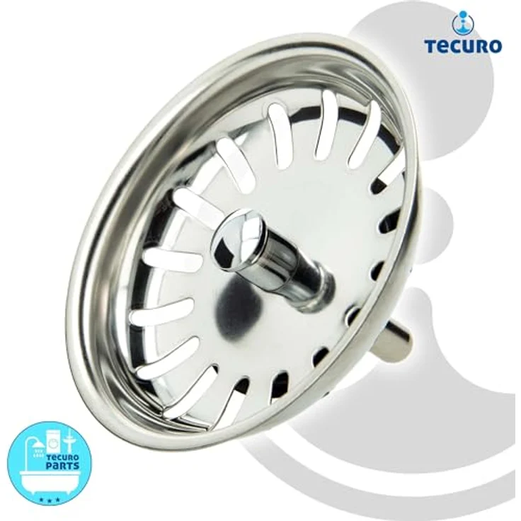 tecuro Siebkörbchen Siebkorb Ø 81 mm, Edelstahl mit Metall-Führungsstange 8 mm und Kugel, inkl. Lippendichtung – Bild 2