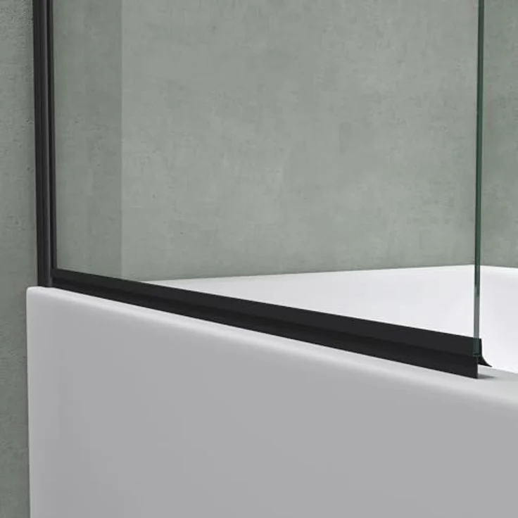 Mai & Mai Duschwand Cortona201, Badewannenaufsatz mit 6mm ESG-Sicherheitsglas und NANO-Versiegelung, 80x140cm, Schwarz, schwenkbar – Bild 5