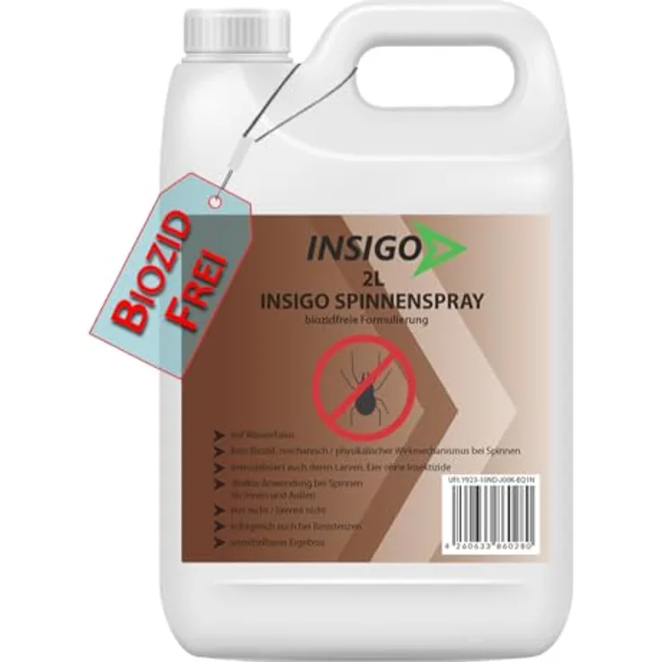 INSIGO Insektenspray Spinnen-Spray, 2 l, biozidfreie Formel, geruchsarm, wasserbasiert, nicht ätzend