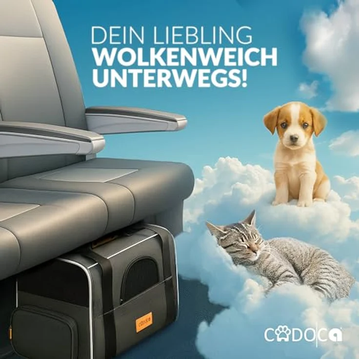 Cadoca Tiertransportbox, Faltbare Transporttasche für Hunde und Katzen, grau, mit wendbarem Liegekissen und Sonnenschutz – Bild 9