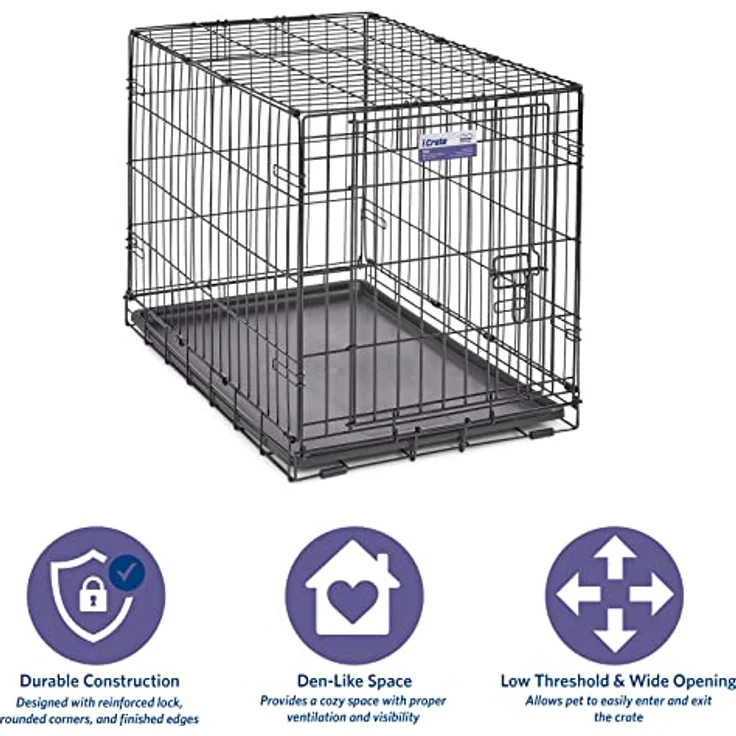 YEKE Midwest Homes for Pets Midwest 1530 iCrate-Hundekäfig mit Einzelklappe (76,2 x 48,26 x 53,34 cm) – Bild 3