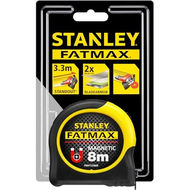 Stanley FatMax Bandmaß Blade Armor, Magnethaken (8 m Länge, Feststeller, automatischer Rücklauf, Gürtelclip) FMHT0-33868 – Bild 2