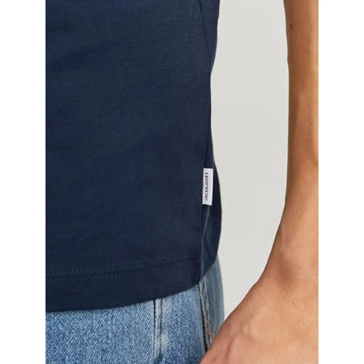 Jack & Jones Herren Organic Basic Shirt Multipack, 5 Stück, Schwarz, Weiß, Blau, Rundhalsausschnitt, Größe XXL – Bild 6