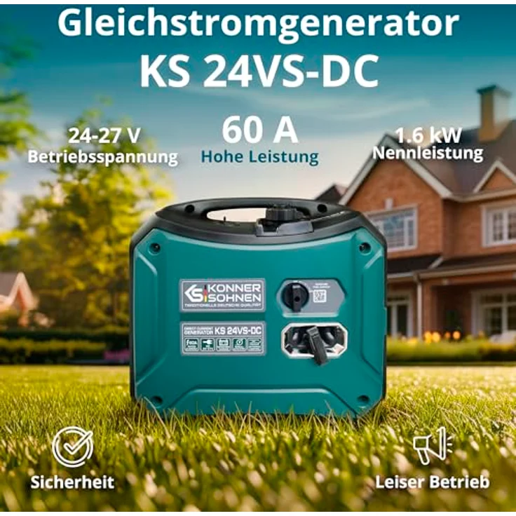 Könner & Söhnen KS 24VS-DC, Gleichstromgenerator 24V 60A DC mit schallgedämpftem Gehäuse, AUTO & MANUELL – Bild 2