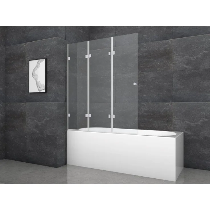 Marwell Badewannenfaltwand Silver Vibe, Einscheibensicherheitsglas, 3-flügelig, elegant in Chrom