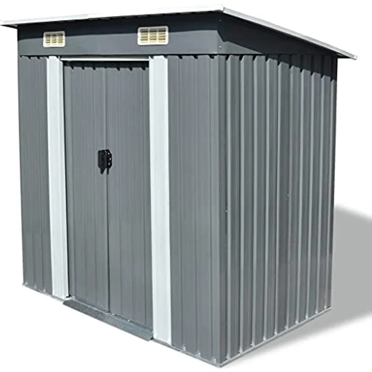 vidaXL Gerätehaus Metall Grau Geräteschuppen Gartenhaus Garten Schuppen Lager – Bild 1
