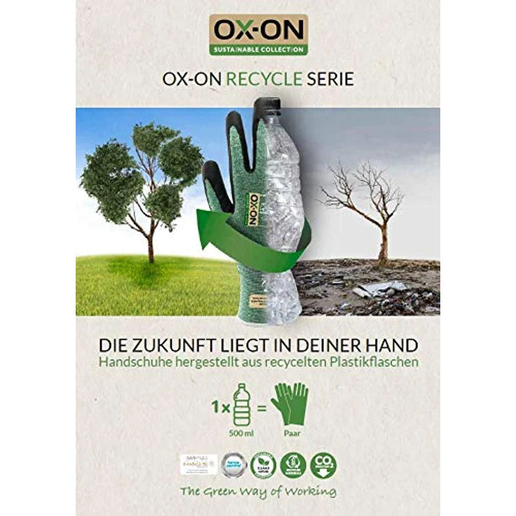OX-ON HandschuhMan. Recycle Comfort Arbeitshandschuhe aus recycelten Materialien, Gr. 7-11 (7/S), langlebig und umweltfreundlich – Bild 3