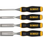 DeWalt Stechbeitel, Beitel, Schnitzbeitel, 4 teilig. Set, gelackte Klinge aus Karbonstahl, Holzbeitel, Stecheisen