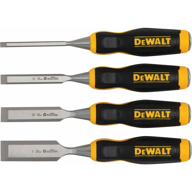 DeWalt Stechbeitel, Beitel, Schnitzbeitel, 4 teilig. Set, gelackte Klinge aus Karbonstahl, Holzbeitel, Stecheisen – Bild 1