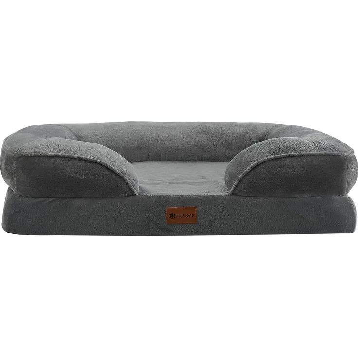Juskys Hundebett Sheena M orthopädisch, waschbar & rutschfest – 71 x 58 x 18 cm – Hundesofa flauschig Hunde Grau – Haustierbett Hundesofa – Bild 6