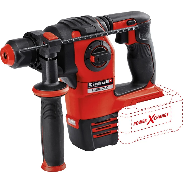 Einhell Akku-Bohrhammer HEROCCO Power X-Change PXC (Li-Ion, 18 V, 2.2 Joule, 18 Nm, bürstenloser Motor, pneumatisches Schlagwerk, SDS+ Werkzeugaufnahme, inkl. E-Box, ohne Akku und Ladegerät) – Bild 2