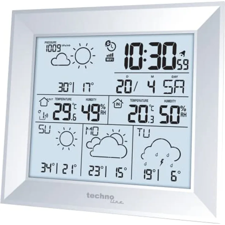 Direkt Wetter WD2000 Internet Wetterstation mit kostenloser Direkt Wetter App, WLAN Wetterstation, 4 Tagesvorhersage