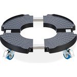 Relaxdays Pflanzenroller, ausziehbarer Blumenroller, Ø 40-57,5 cm, Kunststoff, max. 200 kg, innen & außen, dunkelgrau, Edelstahl