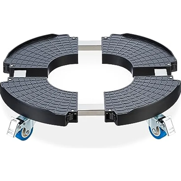 Relaxdays Pflanzenroller, ausziehbarer Blumenroller, Ø 40-57,5 cm, Kunststoff, max. 200 kg, innen & außen, dunkelgrau, Edelstahl