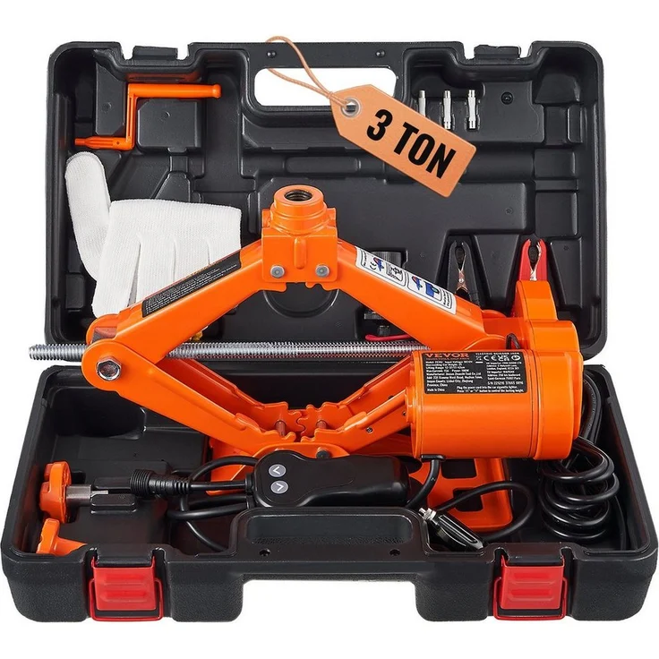 VEVOR Elektrischer Scherenwagenheber 3 t, 12V Wagenheber, 3-tlg. - Zuverlässiger Wagenheber mit automatischem Heben und LED-Blitzlicht – Bild 1