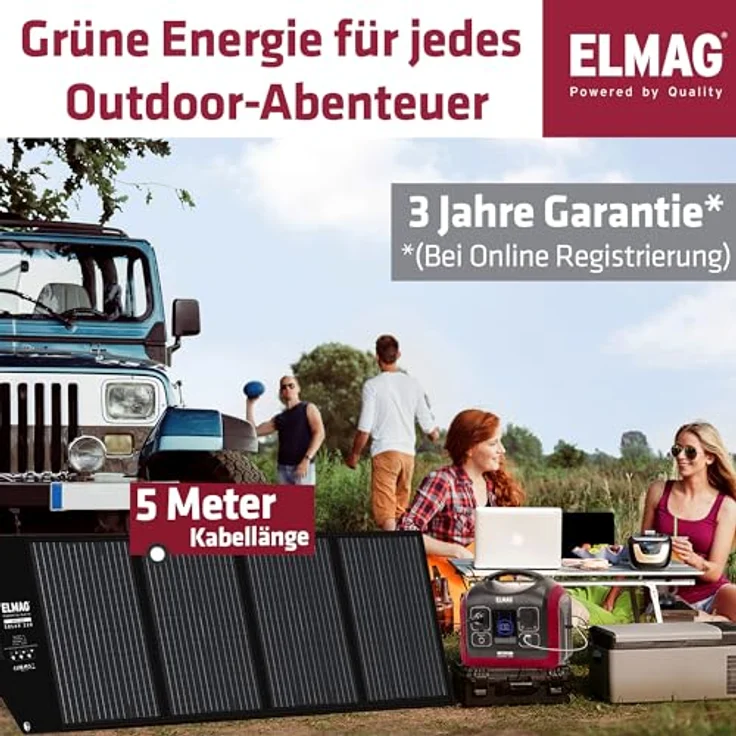 Elmag Faltbares Solarpanel SOLAR 220 - monokristallin, 220Wp, kompakt und transportabel mit integrierten Stützfüßen und Befestigungsösen – Bild 3