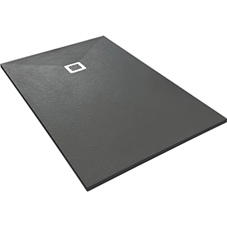 Veroni Duschwanne aus Kompositstein mit Schiefer-Muster flach (TxBxH) 120 x 90 x 3 cm Schwarz