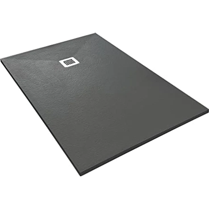 Veroni Duschwanne aus Kompositstein mit Schiefer-Muster flach (TxBxH) 120 x 90 x 3 cm Schwarz – Bild 1