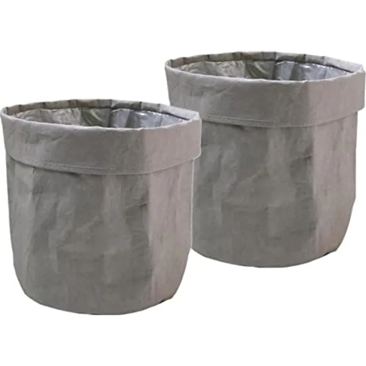 Spetebo Papier Blumentopf 32 x 30 cm - Taupe / 2er Set - Kraftpapier Übertopf - Deko Blumen Pflanzen Tasche Beutel Tüte Topf faltbar