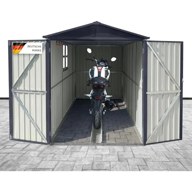 Albatros Premium Motorradgarage, verzinktes Metall in Anthrazit (RAL 7016), wetterfest und abschließbar, 169x296x191cm