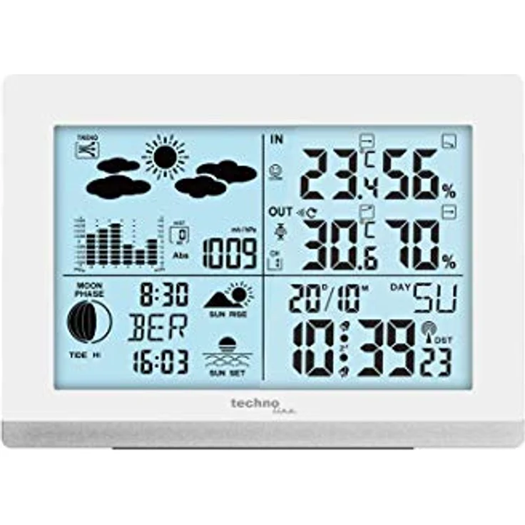 Technoline WS6762, Wetterstation mit Funkuhr, Innen- und Außentemperatur, Luftfeuchte, schwarz-weiß – Bild 3